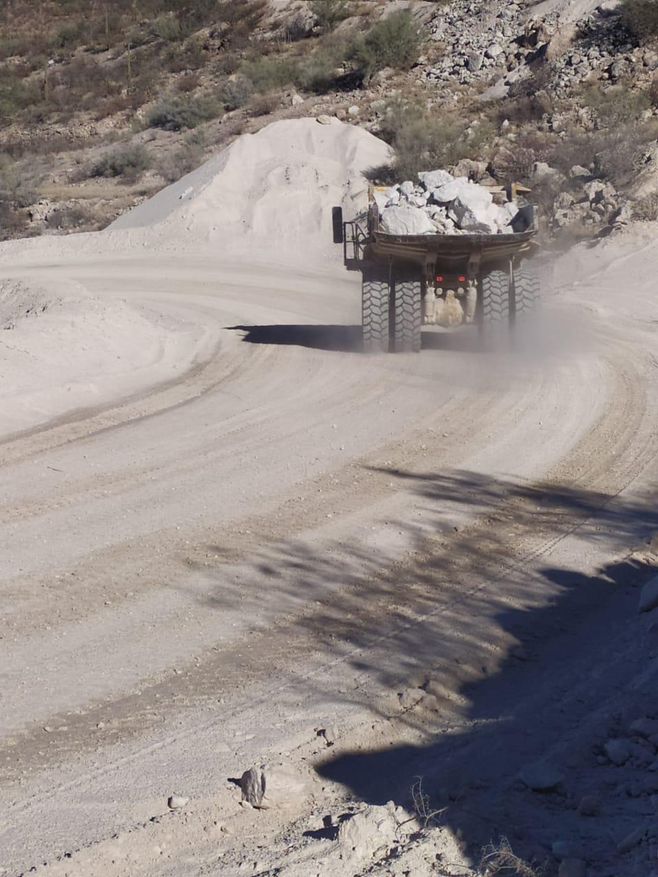 Haul truck on internal mine road