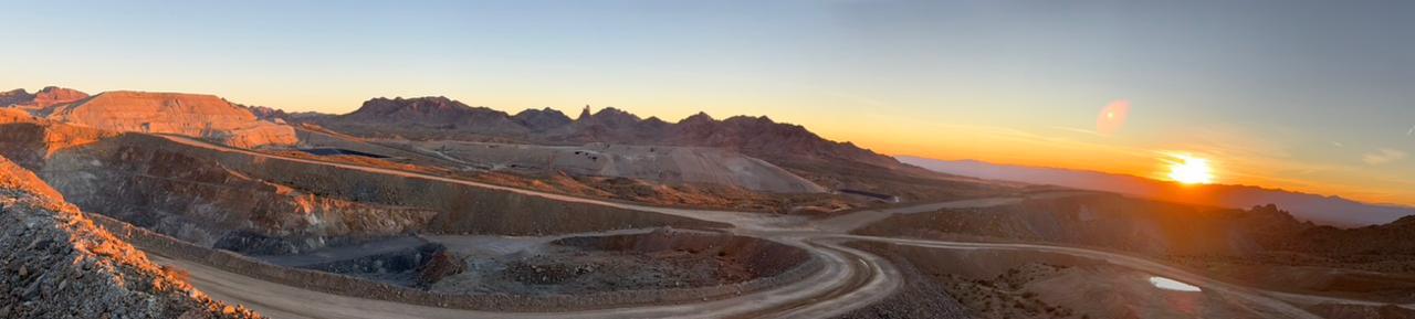 Panoramic sunset over mine